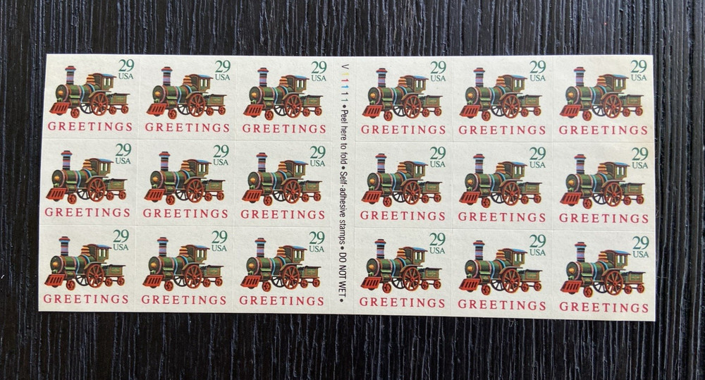 US Sc# 2791a Booklet Pane of 18 1992 29ct LOCOMOTIVE MNH P#V1111