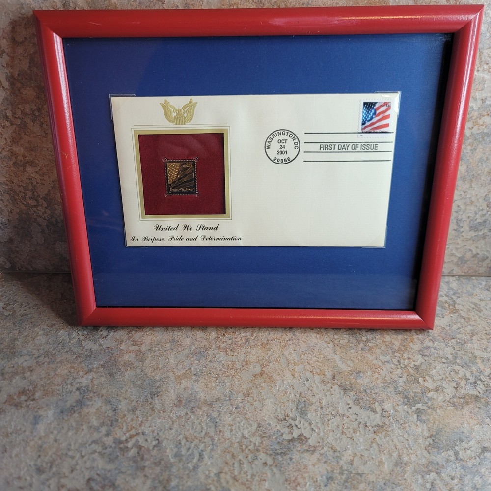 U S Flag with Fireworks 1987 FIRST DAY ISSUE 22 CENT STAMP GOLD