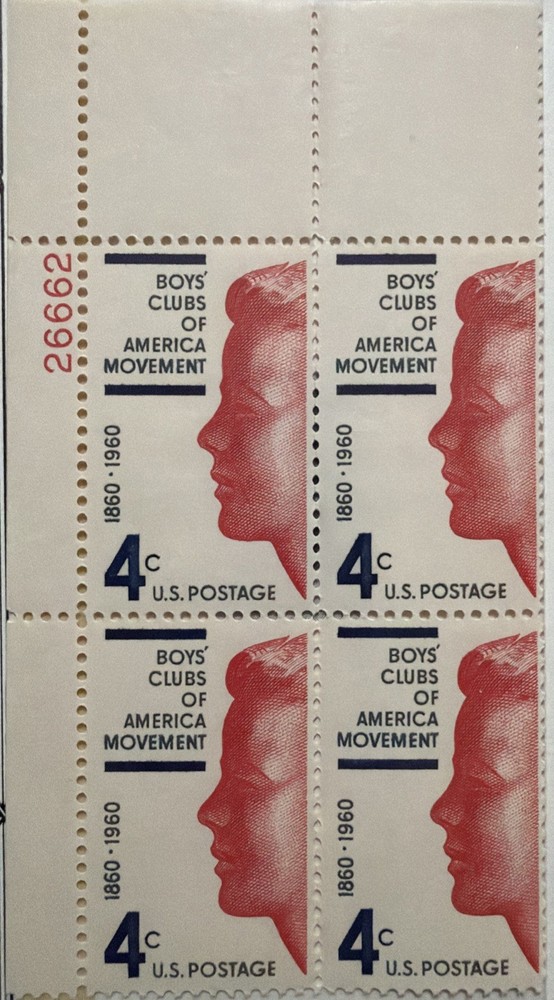 US STAMPS 1960 Boys Club Of America Block #1163 MNH (3757