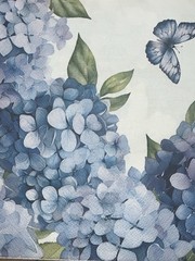 TWO Paper LUNCHEON Decoupage Floral art Napkin Blue Hydrangeas Watercolor Flower