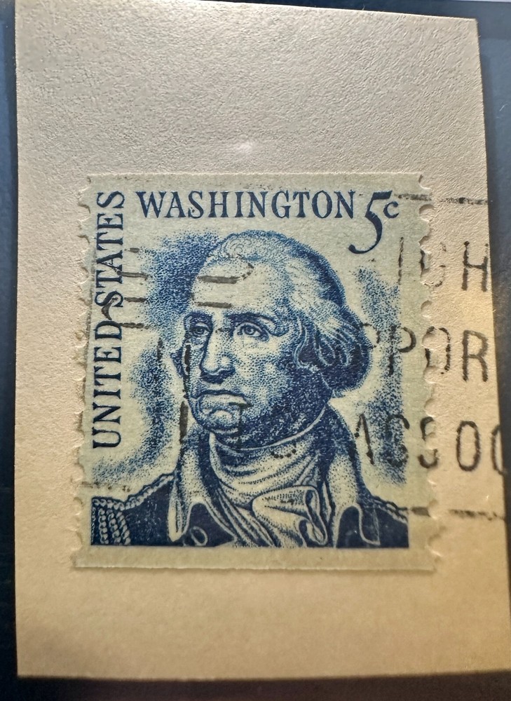 1967 US 5 Cent George Washington Stamp Blue – On Post – Rare Vintage
