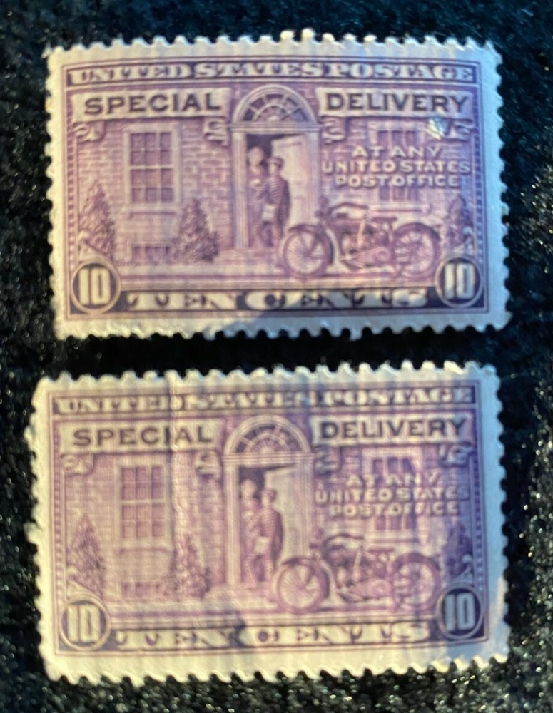 Vintage Postage-10 cent Special Delivery Stamps-Unused-Motorcycle Art