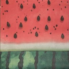 Three Individual Paper LUNCHEON Decoupage Napkins /fruit/red /Green Watermelon