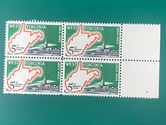 US Postage West Virginia 1963 5Cents Plate Block Stamps Unused