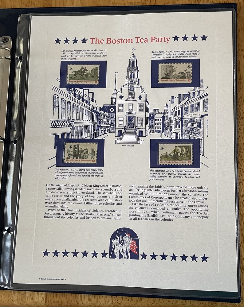 USA Stamp Series Panel The Boston Tea Party Postal Commemorative Society Pg 3