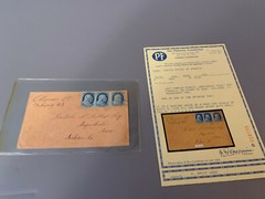 1851 Once Cent Usage Pair/Single Scott 9 Type IV U.S. Postage Stamps Philatelic