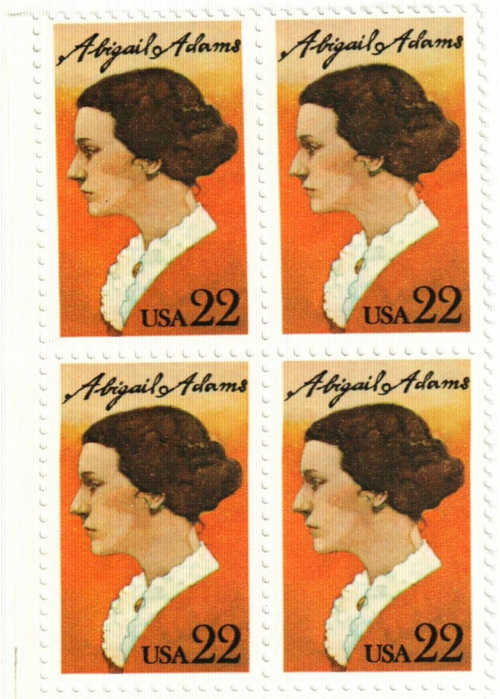 ABIGAIL ADAMS–Block of 4 Collectible Unused 1985 Stamps–FREE SHIPPING