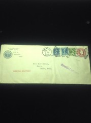 VINTAGE STAMPED ENVELOPE SPECIAL DELIVERY 1932 BELMONT MINOT MASSACHUSETTS