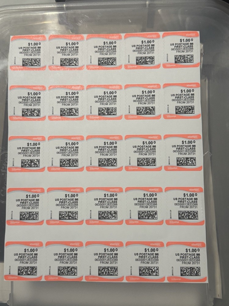 Computer Vended Stamps 250 Stamps Each! $1.00 & $1.50 Super fast Shipping-