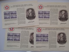 BUREAU OF ENGRAVING & PRINTING – battle of brooklyn STAMP LOT OF 4 SHEETS