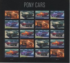 US SCOTT 5715-5719 SHEET OF 20 PONY CARS FOREVER STAMPS MNH