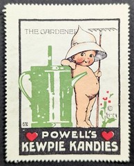 Vintage Powell’s Kewpie Kandies Candy Cherub Gardener Poster Stamp