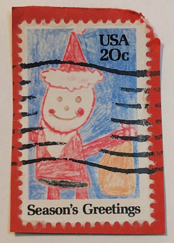 U.S. Postage ~ Seasons Greeting/Santa Drawing ~ Used/Posted ~ c.1984 ~ 02