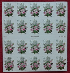 ONE pane 20 of GARDEN BOUQUET (Lilacs & Roses) 37¢ US Postage Stamps USA # 3836a