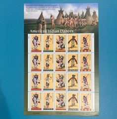 American Indian Dances 32¢ Three Sheets Of US Postage Stamps # 3072-3076