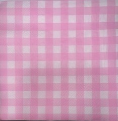 TWO Paper Beverage Decoupage Craft Napkins Easter Checker Pastel Pink 5”x5
