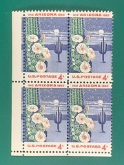 US Postage Arizona 1962 4Cents Block Stamps Unused
