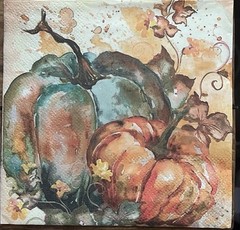 Three Individual Paper LUNCHEON Decoupage Napkins – Halloween Pumpkin/watercolor