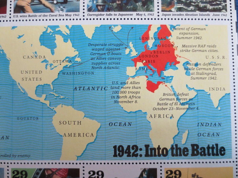 DOC’s Scott #2697 WWII 1942 INTO THE BATTLE 29 Sheet of 20 1992 MNH OG VF/XF