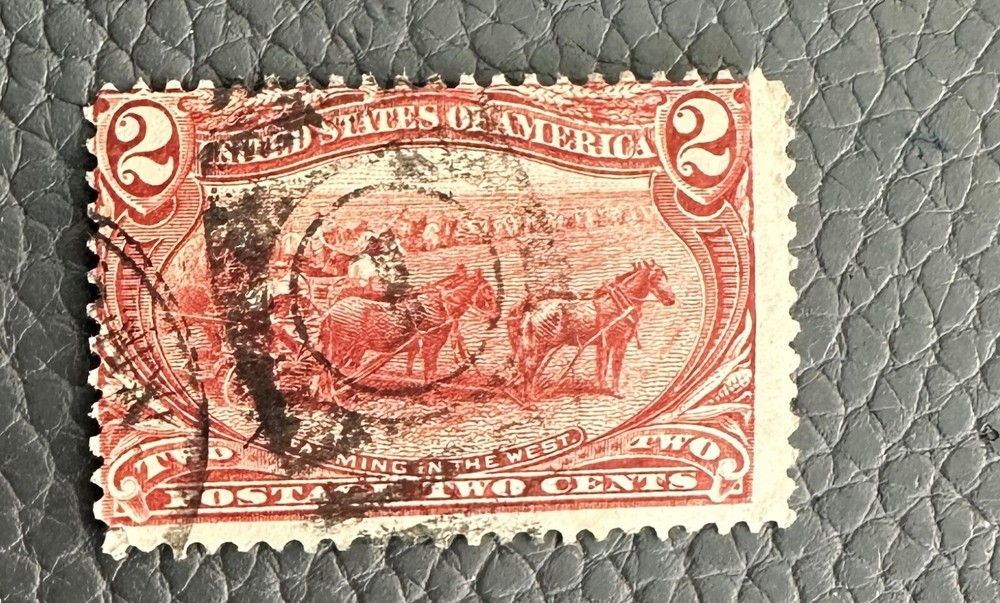 1898 Farming in the West red 2 cent stamp