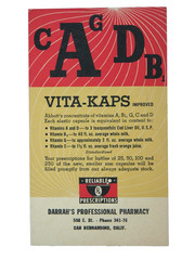 Vtg Postcard Ad VITA-KAPS Vitamins Reliable Prescriptions Chemist 40s Pharma