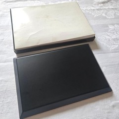 Showa Retro Art Lacquerware Rectangular Tray Black Gold Silver Maki-e Style