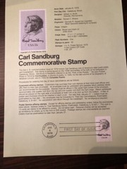 Carl Sandburg Commemorative Stamp $.13 First Day of issue January 6, 1978