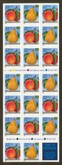 U.S. Scott# 2494a, 1995 Peaches & Pear, Booklet Pane of 20 Stamps, SCV: $13.00
