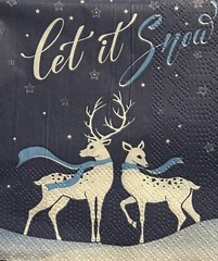 FOUR Beverage Paper Blue Snowman /deer buck Decoupage napkins