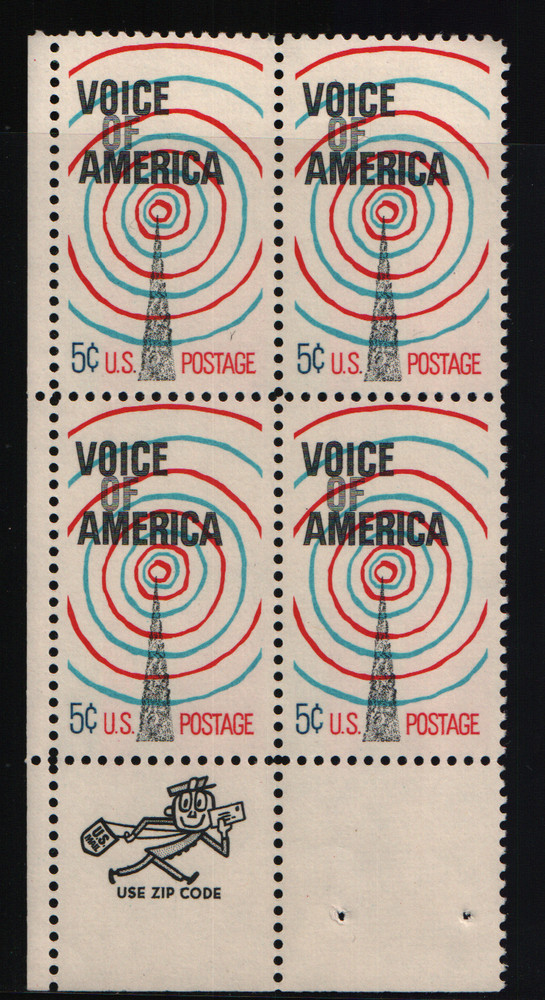 1967 5c Voice of America Block of Four Scott #1329 ST245