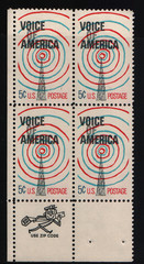 1967 5c Voice of America Block of Four Scott #1329 ST245