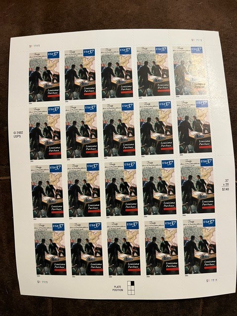Scott #3782. 37c Louisiana Purchase Bicentennial sheet of 20. (2002) MNH.