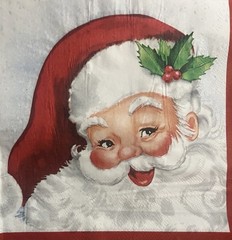 Three Paper Napkins Christmas Santa/Christmas Eve/Decoupage Lunch 6.5”