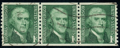 USA – 1968 – Prominent Americans – Thomas Jefferson – 1¢ x3 – #2679