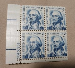 4 postage stamps Washington 5 Cents Unused