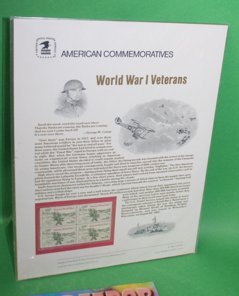 American Commemoratives World War 1 Veterans USPS Stamps 248 August 26, 1985