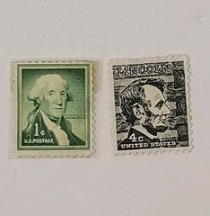 Stamp Lot 1 Cent George Washington Green Stamp .01 and Abraham Lincoln 4 Cent