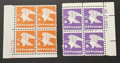 US Eagle A & B Rate Stamp Plate Blocks Lot of 2 MNH Vintage