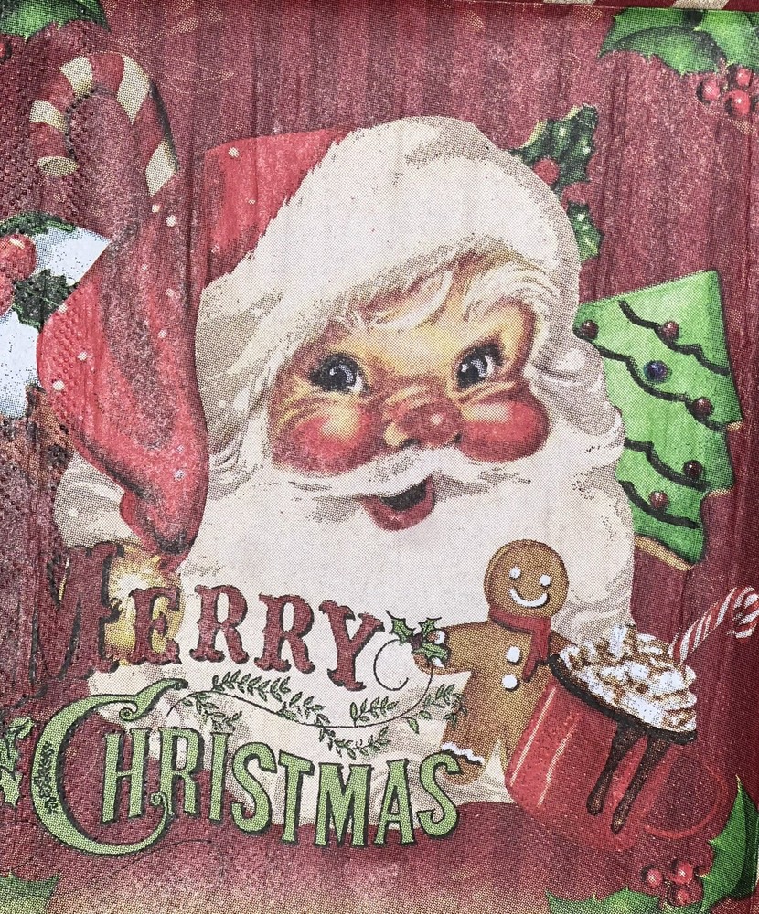 Three Retro Christmas Santa Decoupage Lunch Paper Napkins Gingerbread/hot Cocoa
