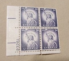 4 postage stamps Statue Of Liberty 3 Cents In God We Trust Unused