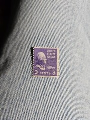 1938 U.S. Postage Stamp Purple 3 Cent Thomas Jefferson Rare Used