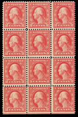 US #505; 5¢ WASHINGTON (ERROR), DOUBLE ERROR IN A BLOCK OF 12, CV $1,200