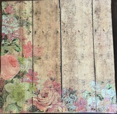 Lot of (3)Paper Lunch Napkins/Decoupage/Mixed Media- Flowers-Antique-wood plank/