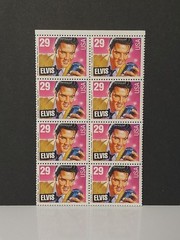 USPS Mint Block of Eight (8) Elvis Presley 29 Cent Commemorative Stamps MNH