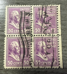 USA – 1938 – Presidential Issue – William Howard Taft – 50¢ – #3845 Block of 4