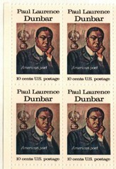 DUNBAR, PAUL LAURENCE-POET-Block of 4 Collectible Unused 1975 Stamps–FREE SHIP