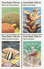 United States 15¢ Coral Reefs Postage Stamp #1827-30 x 100 singles