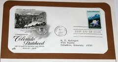 First Day of Issue Souvenir Page Colorado Statehood Centennial 1977 Stamp