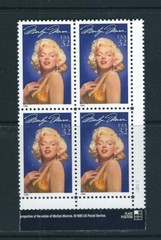 USA SC # 2967 Marilyn Monroe. Block Of 4 Plate Number . MNH…..