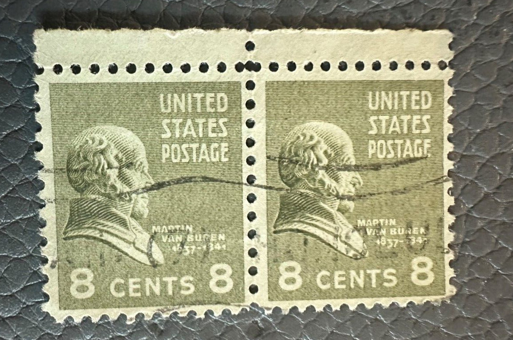 (2) 1938 Martin Van Buren 8 Cent US Postage Stamps